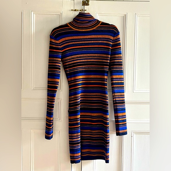 majorette - blue and orange stripe and sparkle long sleeve turtleneck dress - Picture 2 of 7